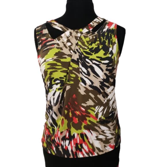 Kasper Sleeveless Lined Abstract Twist Cut Out Blouse Medium - Picture 1 of 10